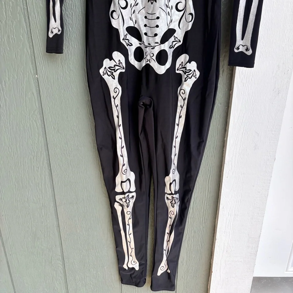 Spirit Halloween Womens Skeleton Jumpsuit Costume Small - Picture 6 of 7